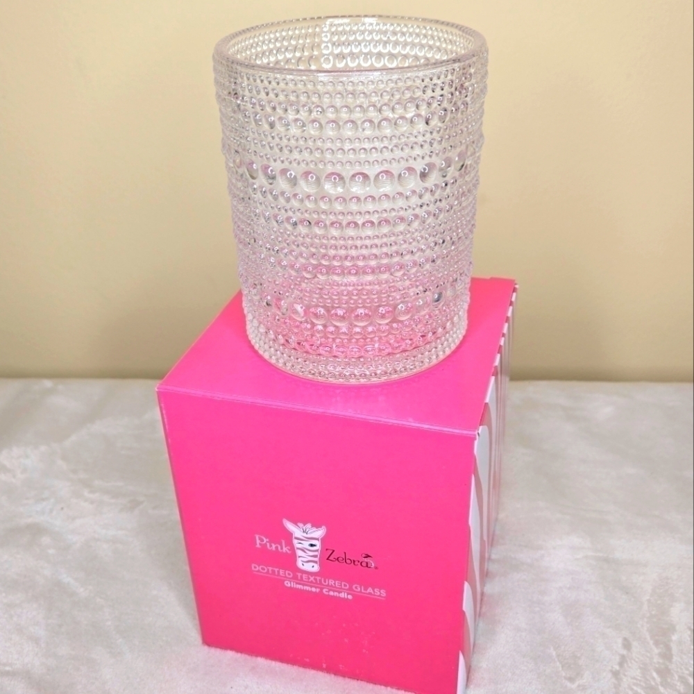 Pink Zebra Dotted Textured Glass Glimmer Candle Kit